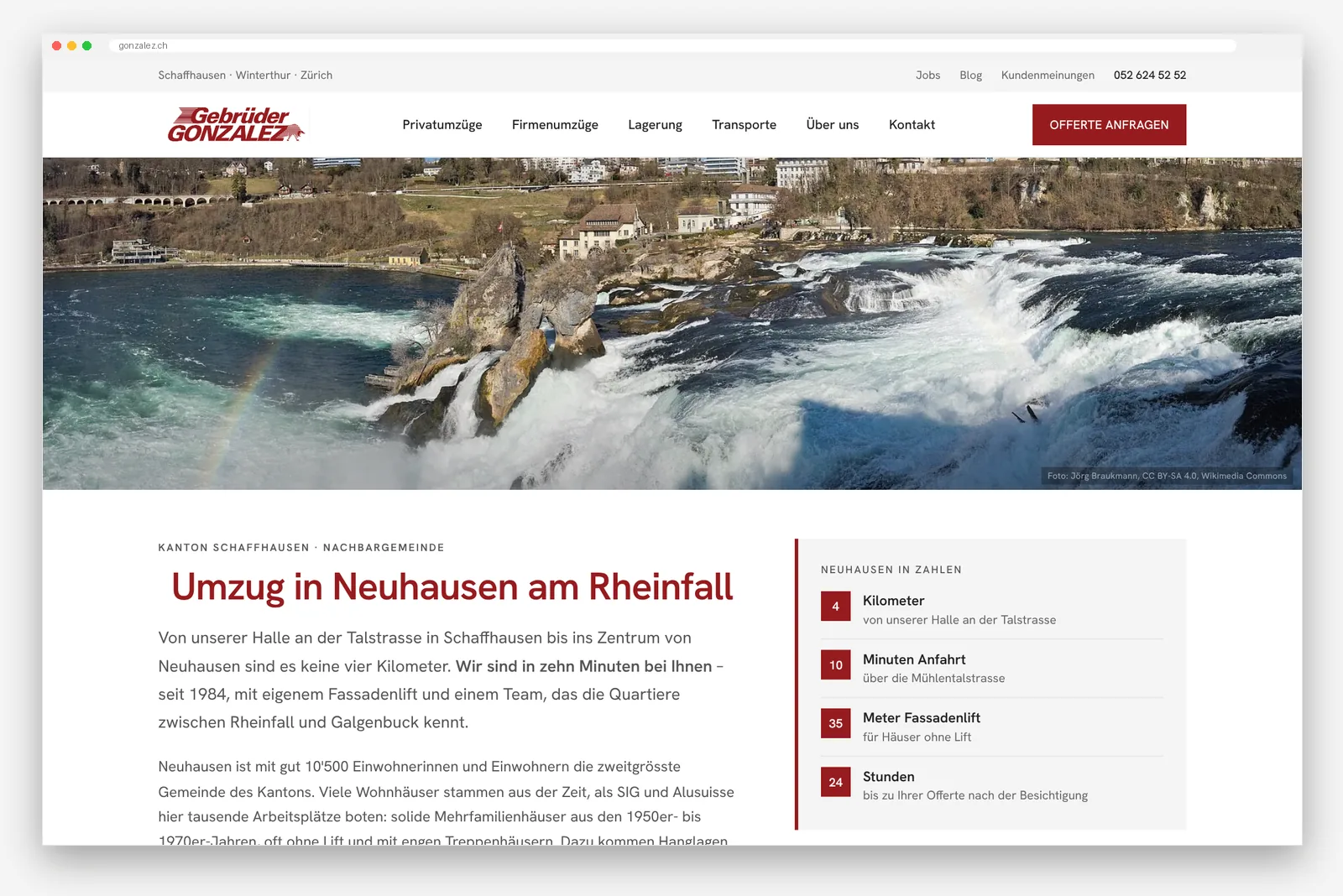 Gemeindeseite Umzug in Neuhausen am Rheinfall auf gonzalez.ch